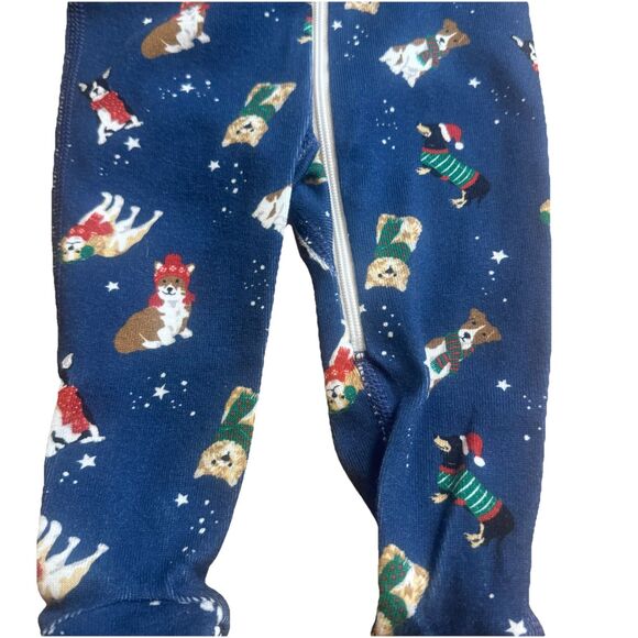 NWT The Company Store Holiday w/Dogs Baby Size 0-3 Months Navy Sleeper PJs a25 - Picture 3 of 6